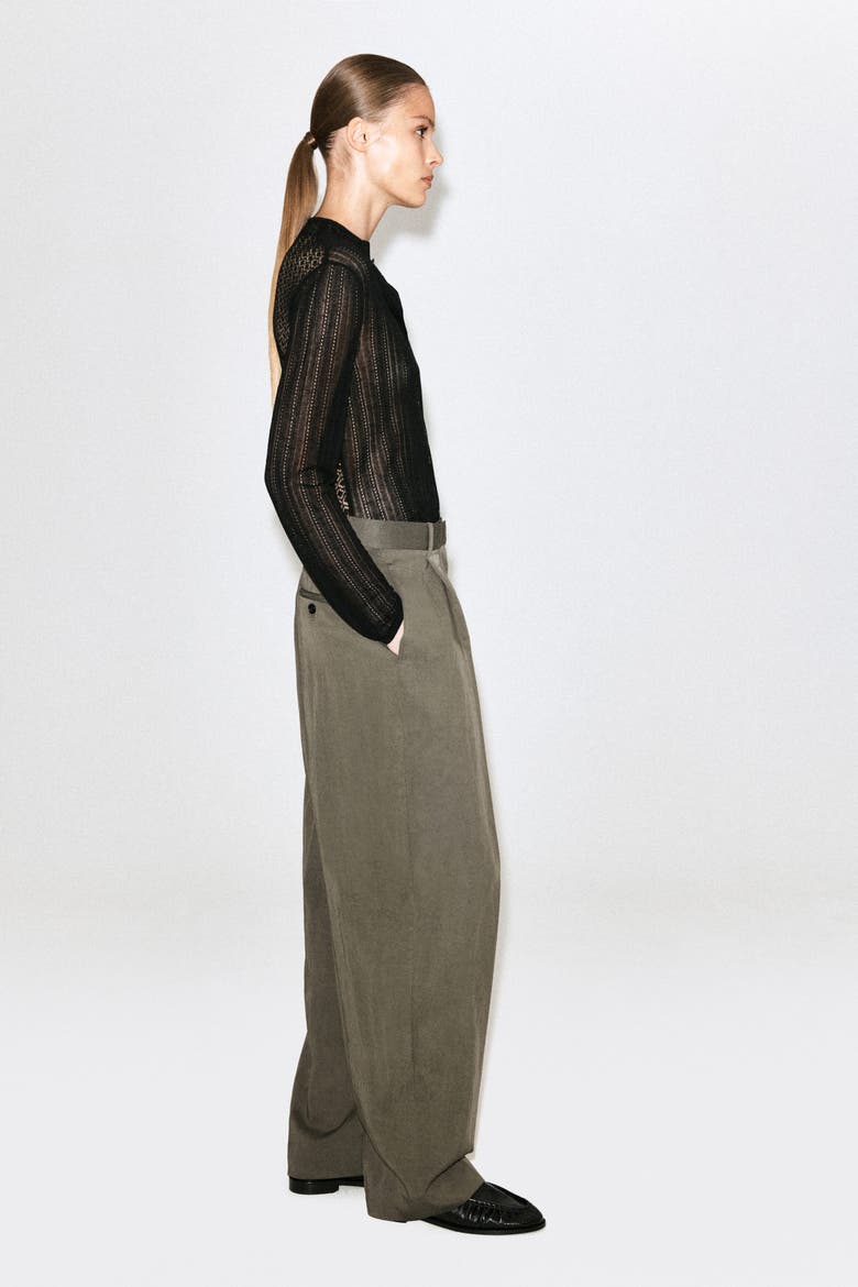 Fluid Pleated Straight-leg Pants, Alternate, color, DARK BEIGE