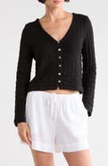 Madewell Basket Weave Knit Bell-Sleeve Button-Up Shirt