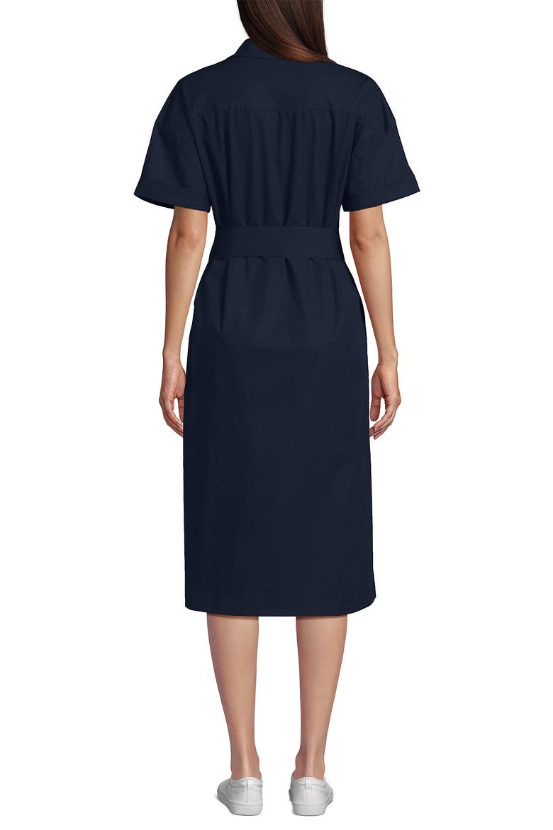 Cotton Poplin Button Front Dress, Alternate, color, Navy