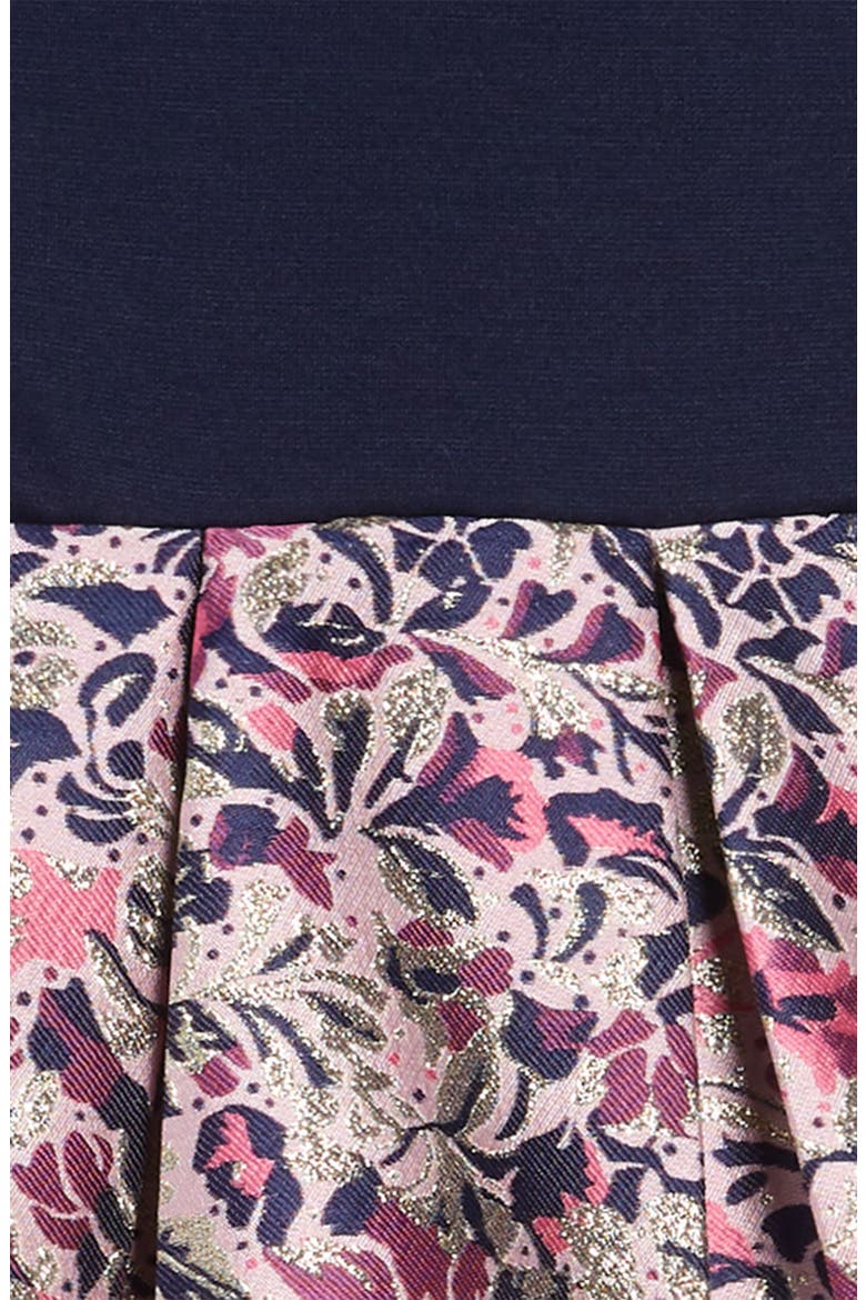 Girl Mixed Media Dress, Alternate, color, NAVY/PINK