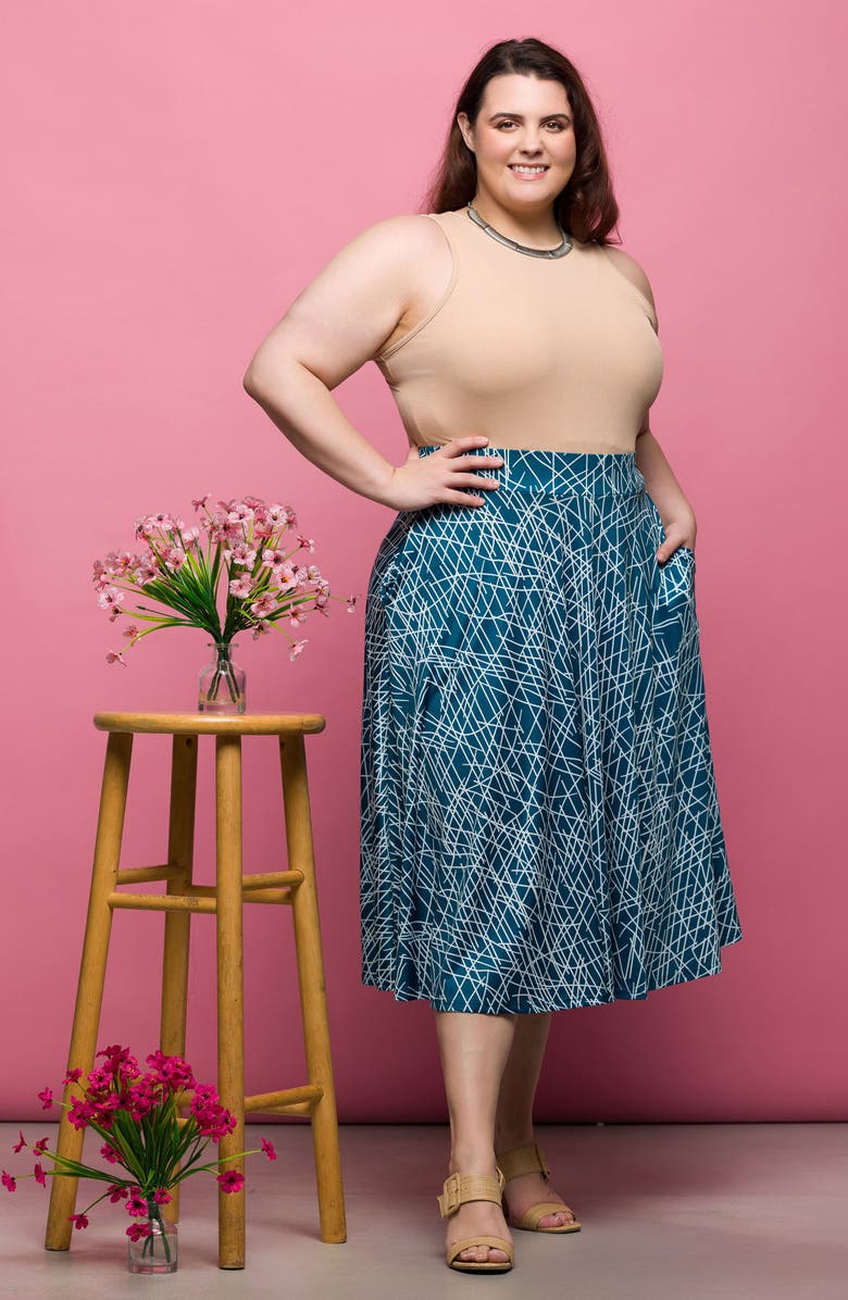 24seven Comfort Apparel Pull-On Midi Skirt, Alternate, color,