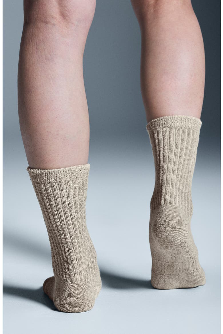 Organic Cotton French Terry Crew Socks, Alternate, color, DESERT