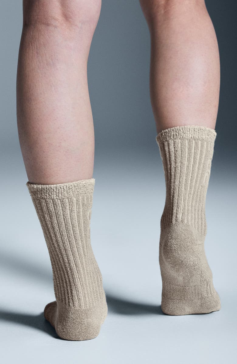 On Organic Cotton French Terry Crew Socks, Alternate, color, Desert