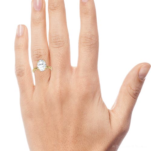 Bliss Diamond Certified 3.10ct Oval Diamond Hidden Halo Engagement Ring In Gold