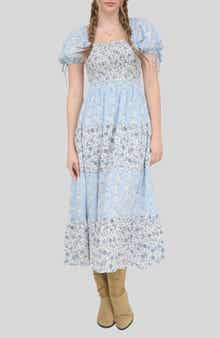 Blu Pepper Smocked Tiered Midi Dress