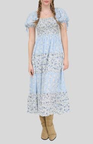 Blu Pepper Smocked Tiered Midi Dress