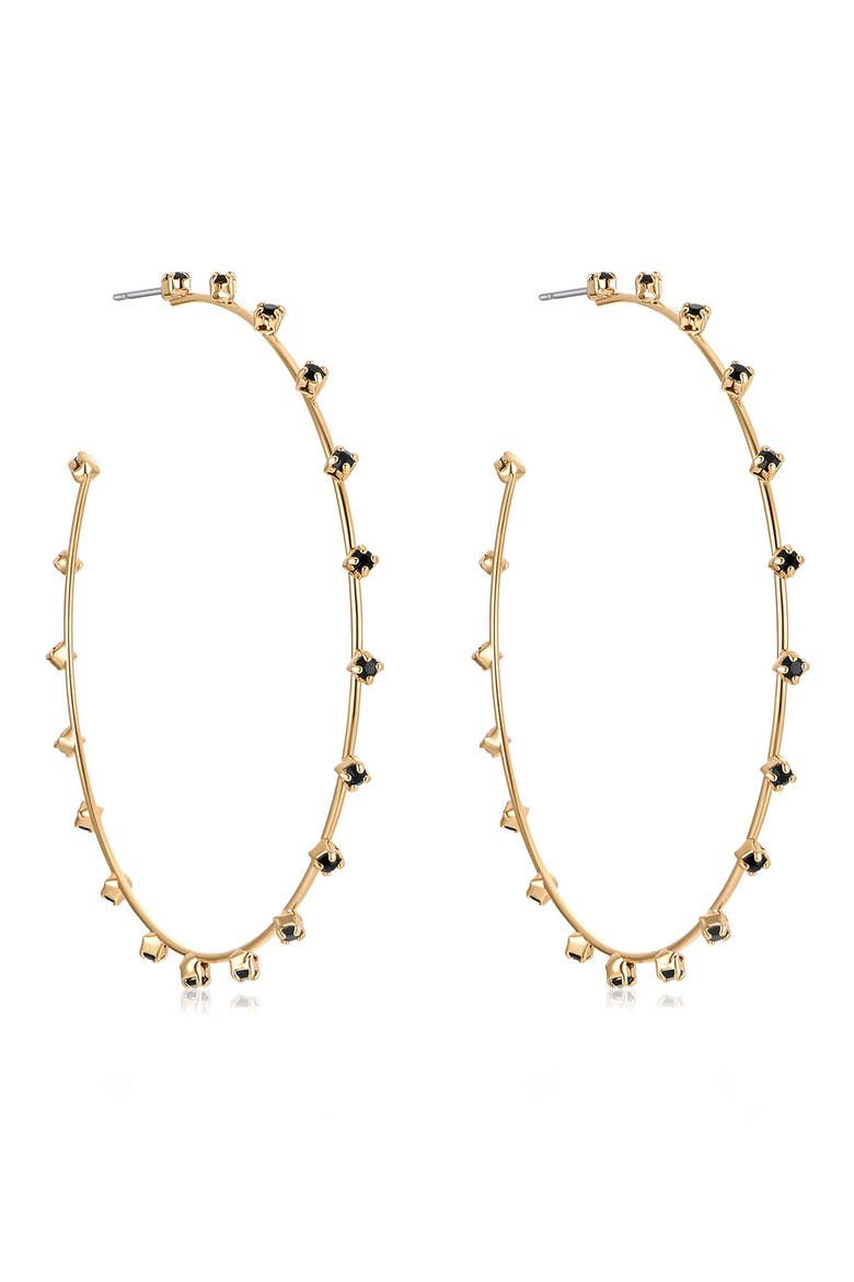 Large Sparkle Hoop Earrings, Alternate, color, BLACK