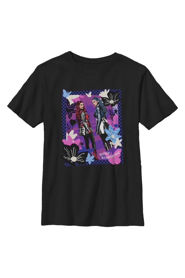 Boy's Descendants Wicked Wonderland Floral Chloe and Red Portrait  Graphic T-Shirt, Main, color, Black