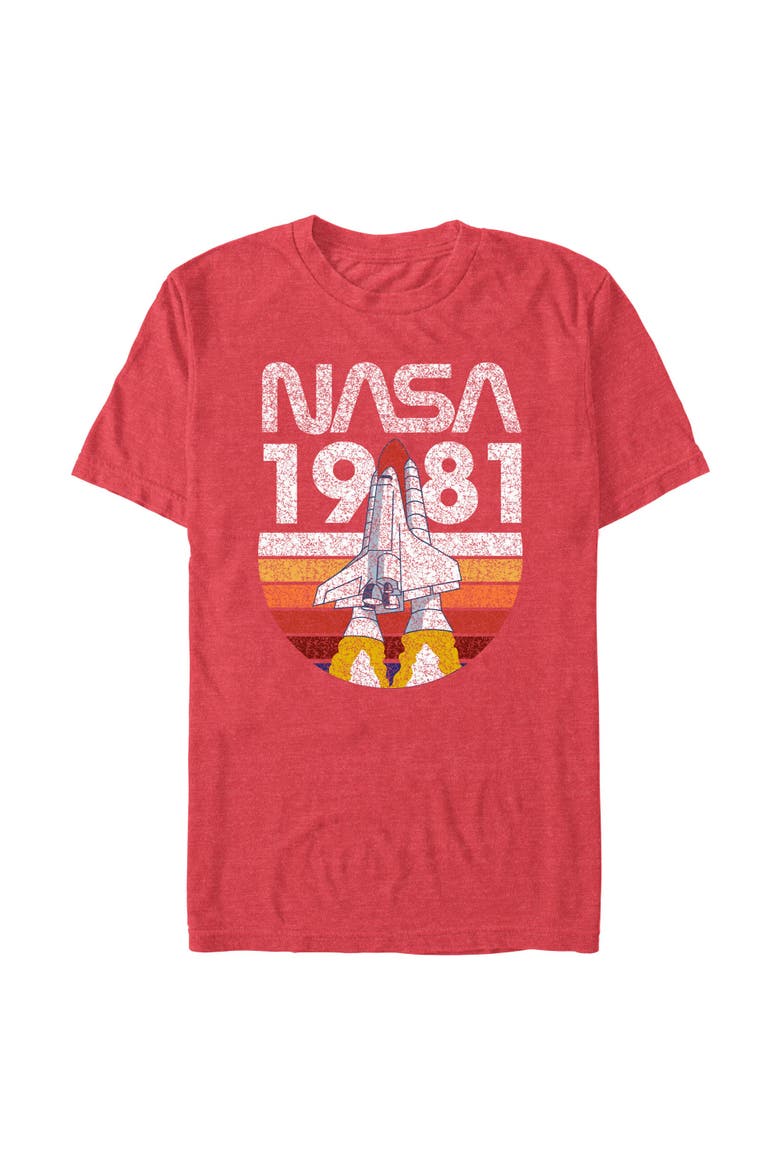 Men's NASA Distressed Logo Sunset  Graphic T-Shirt, Main, color, Red Heather