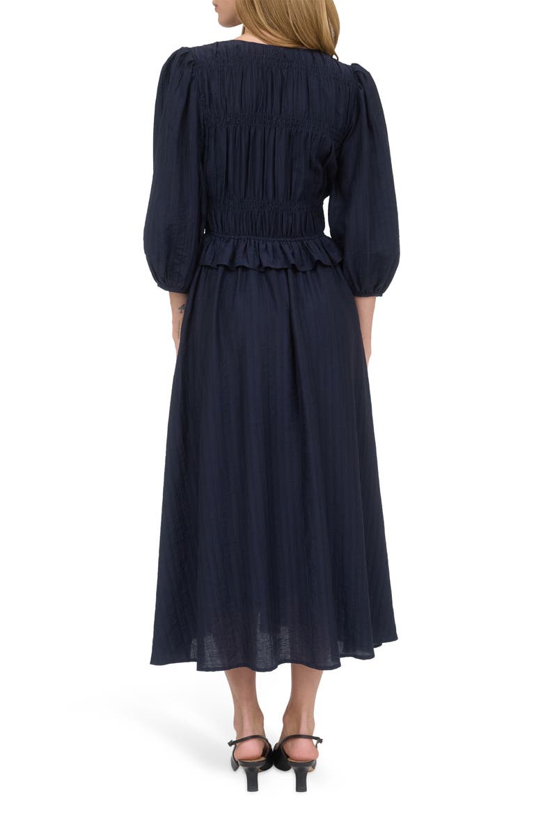 Three-Quarter Sleeve Maxi Dress, Alternate, color, NAVY