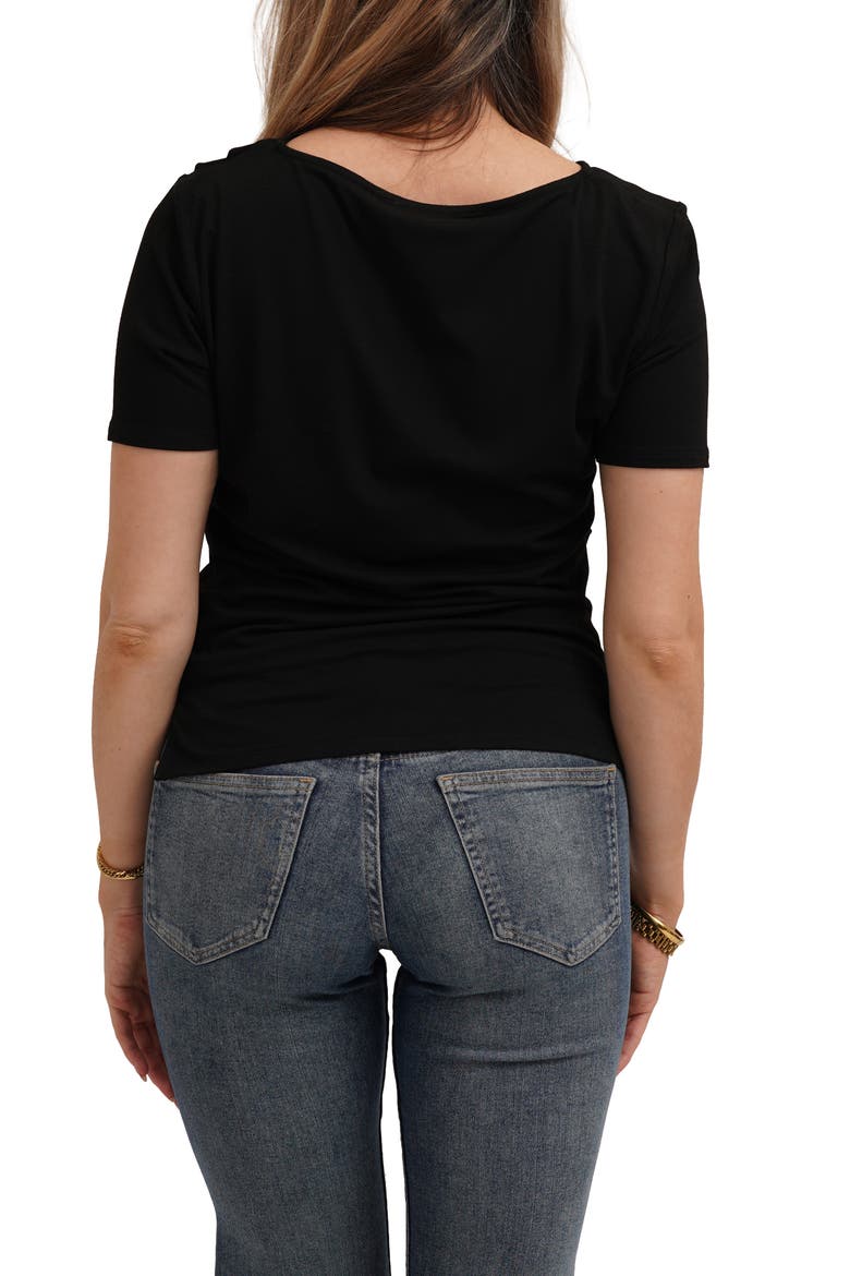 Asymmetrical Hem Short Sleeve Top, Alternate, color, BLACK
