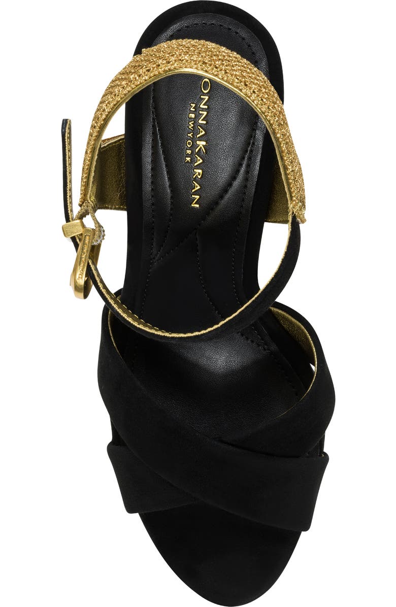 Donna Karan New York Stefania Ankle Strap Platform Sandal, Alternate, color, Black/ Gold