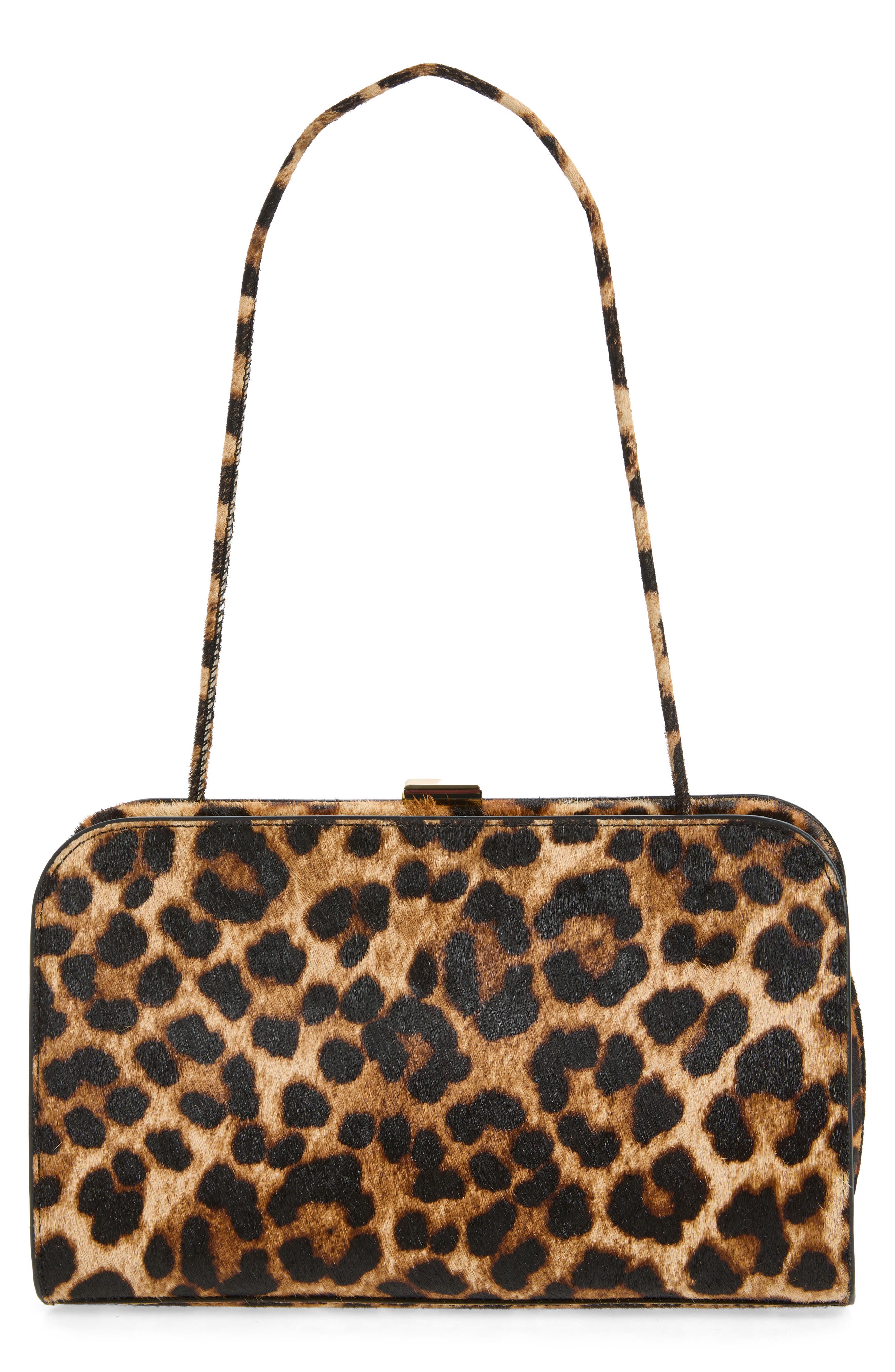 Zella Genuine Calf Hair Frame Clutch, Main, color, BRUSHED LEOPARD