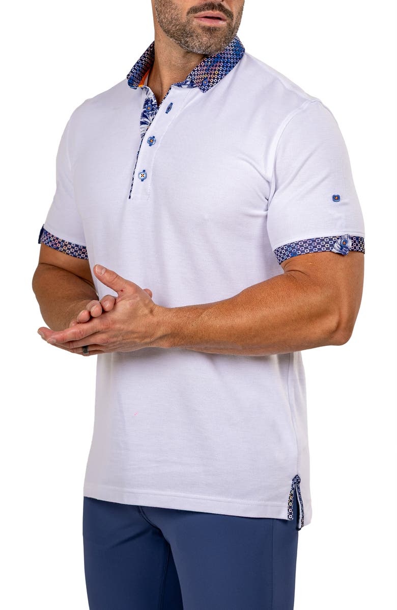 Maceoo Newton Marthyr0024 White Button-Down Piqué Polo, Alternate, color, 