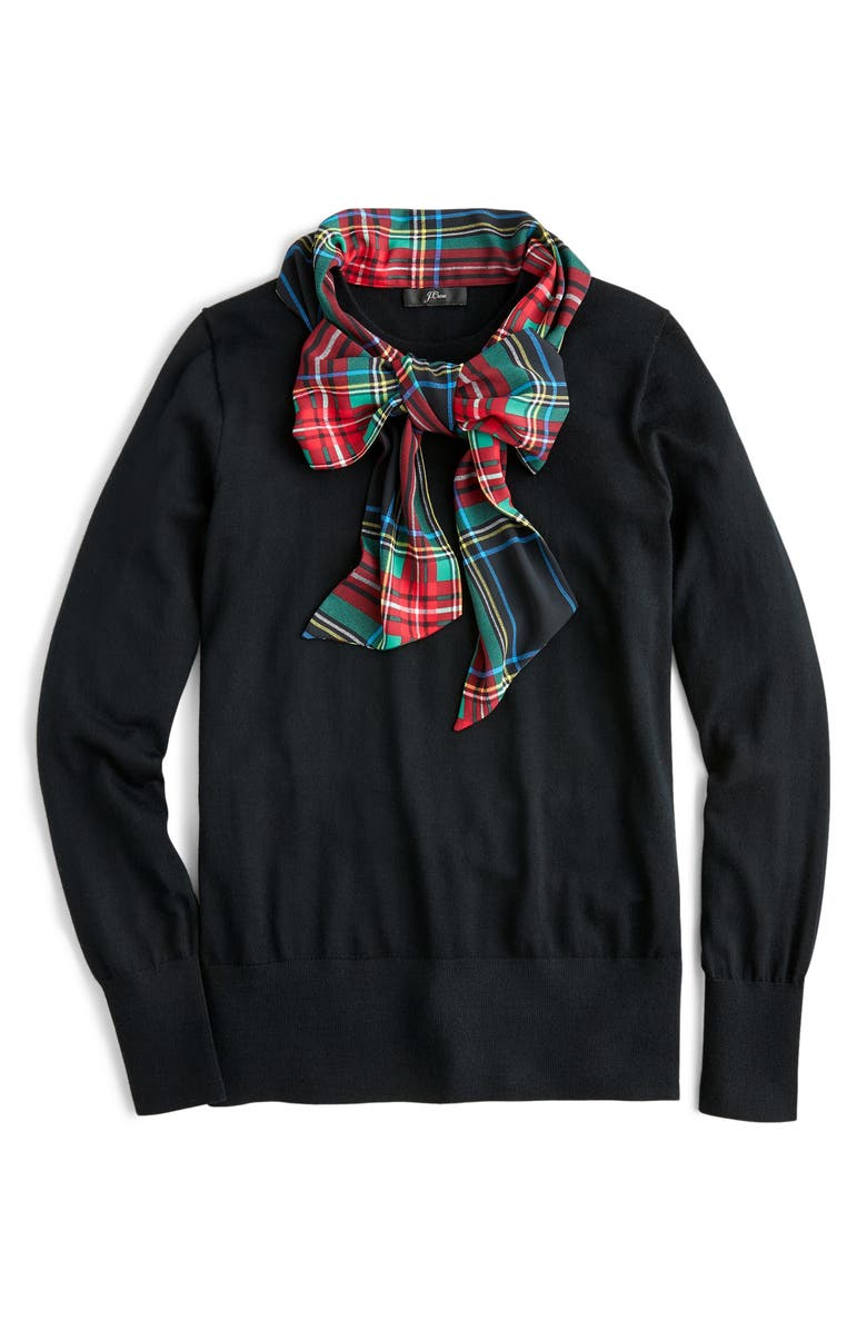 J.Crew Scarf Tie Mock Neck Sweater, Alternate, color, 
