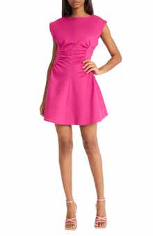 Donna Morgan Ruched Cap Sleeve Stretch Cotton Minidress
