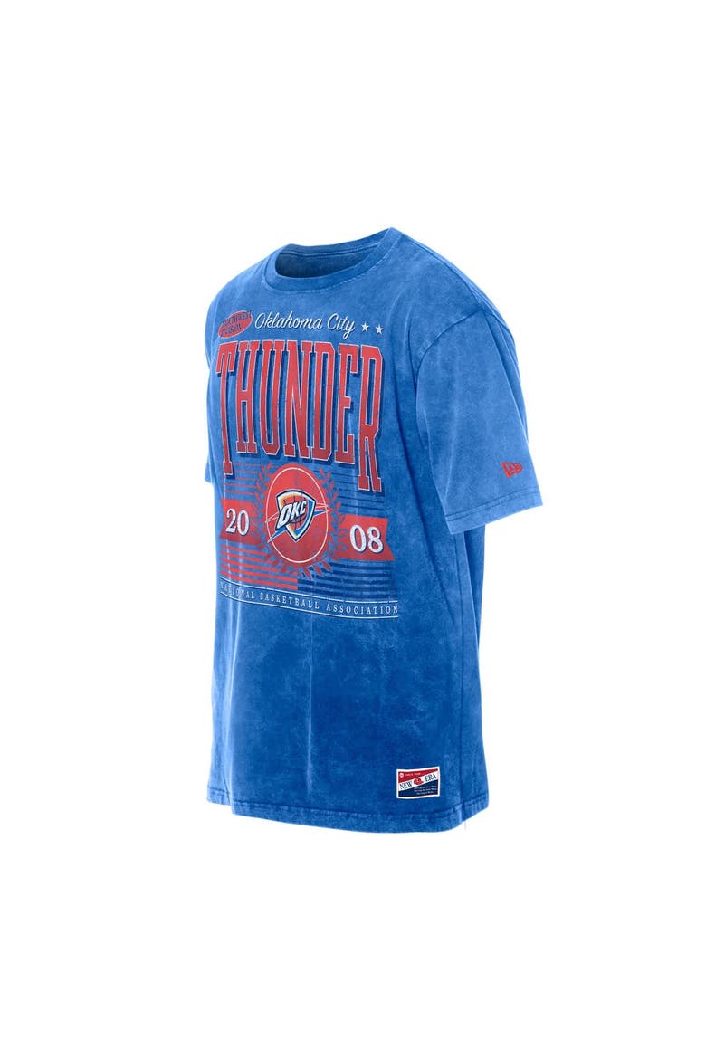 Men's New Era  Blue Oklahoma City Thunder Oversized Throwback Collection Mineral Wash T-Shirt, Alternate, color, Blue