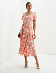 Finery London Teresa Floral Print Tiered Midi Dress