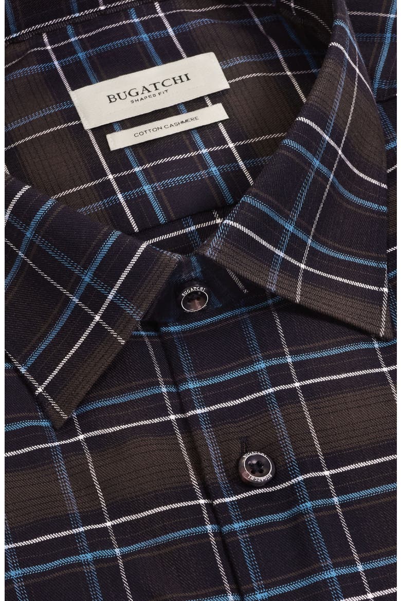 Julian Shaped Cotton and Cashmere Shirt, Alternate, color, CHOCOLATE
