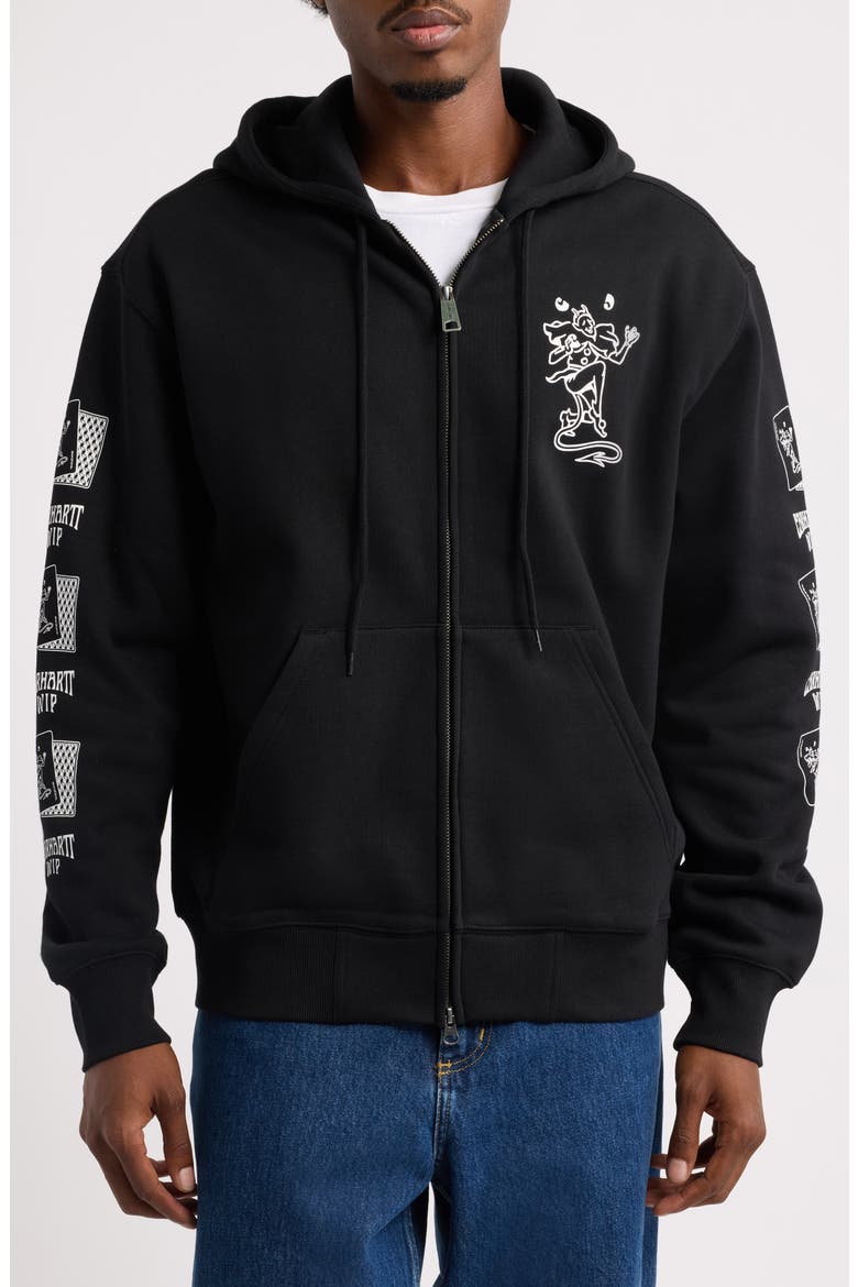 Playing Cards Zip Hoodie, Alternate, color, BLACK