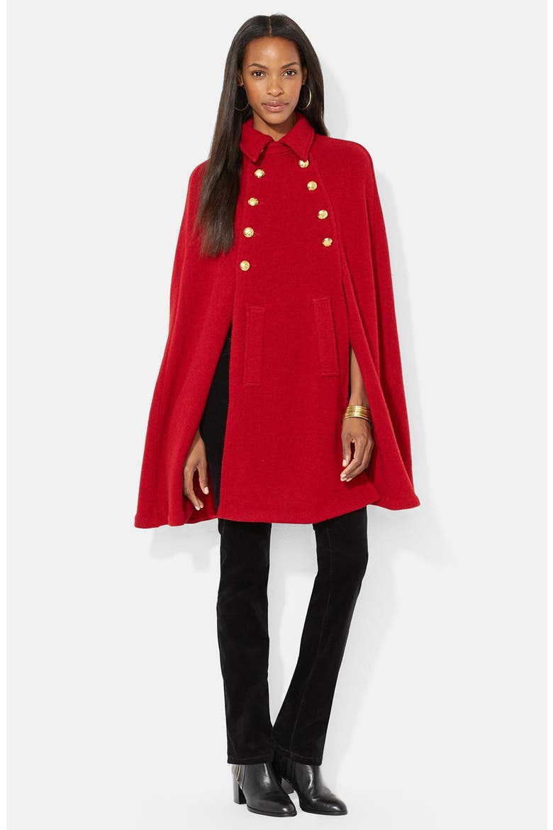 Sweater Knit Military Cape, Main, color, HERITAGE RED