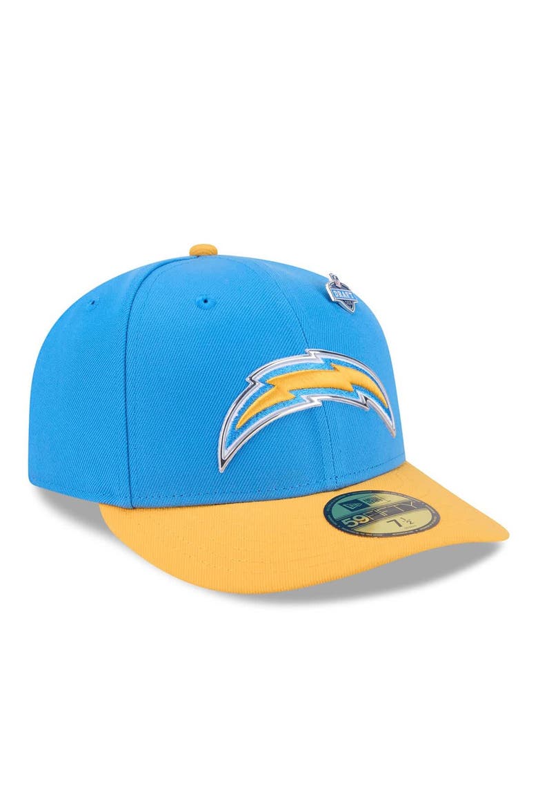 Men's New Era  Powder Blue/Gold Los Angeles Chargers 2026 NFL Draft Pre-Curved 59FIFTY Fitted Hat, Alternate, color, Powder Blue