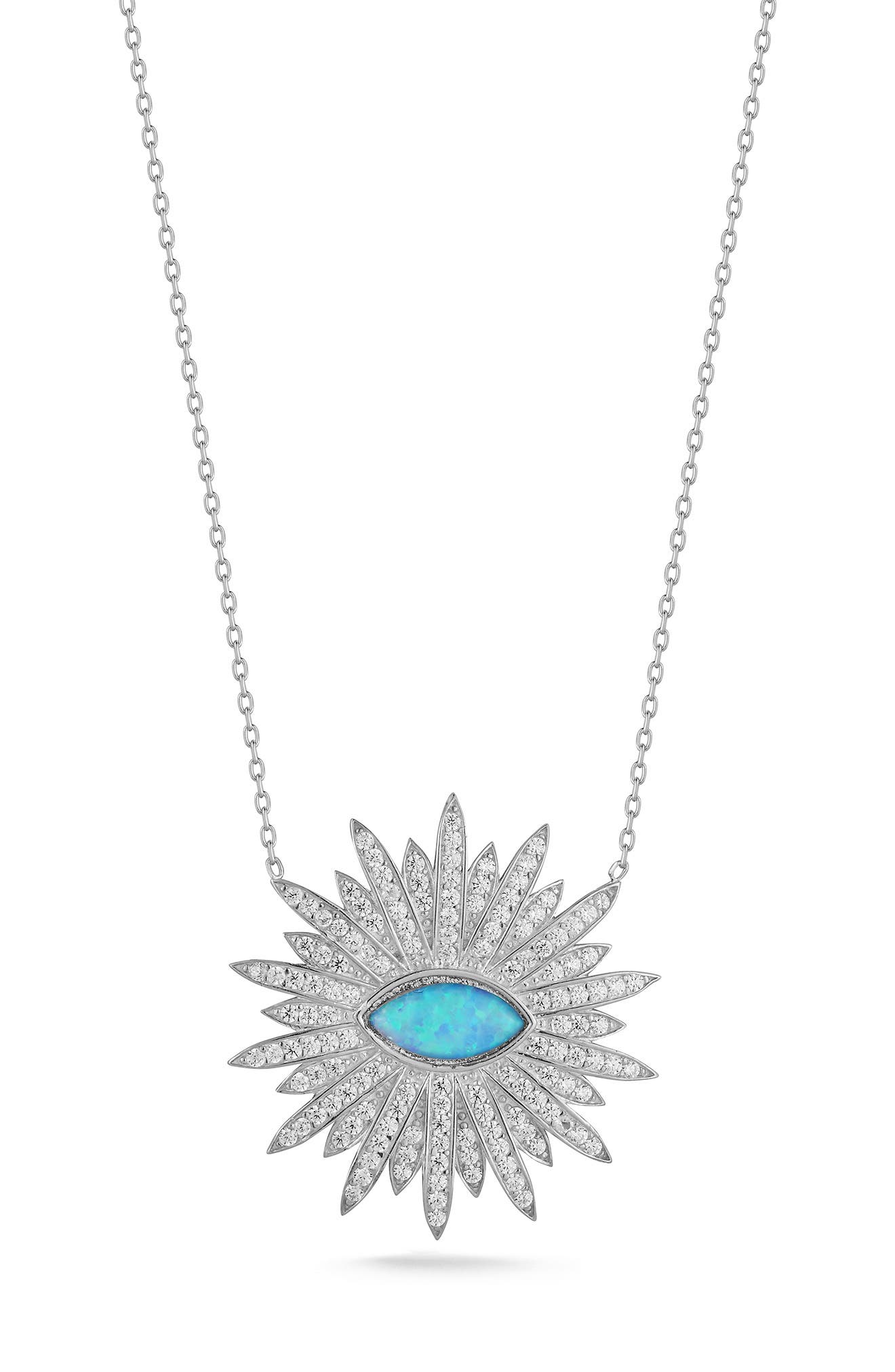 SPHERA MILANO Pavé CZ Evil Eye Pendant Necklace