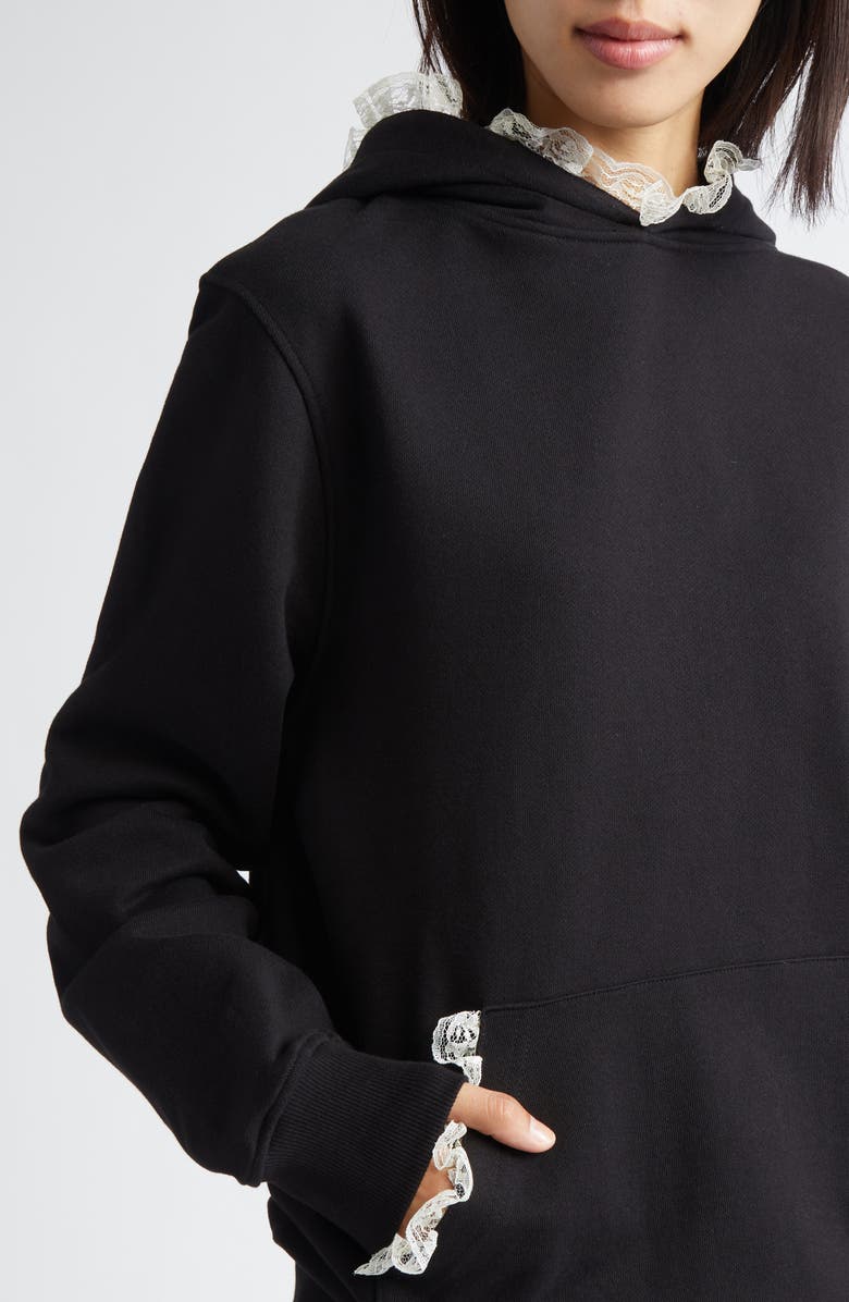 Tanner Fletcher Gender Inclusive Becky Lace Trim Cotton Hoodie, Alternate, color,