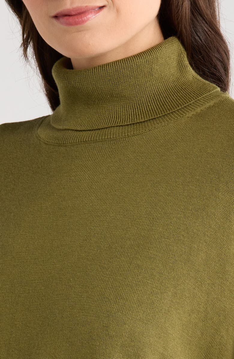 Halogen<sup>®</sup> Turtleneck Sweater & Satin Slipdress Set, Alternate, color, Basil