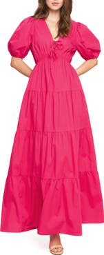 FLYING TOMATO Puff Sleeve Tiered Maxi Dress