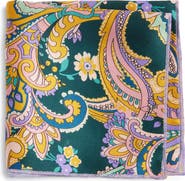CLIFTON WILSON Gold & Lavender Paisley Silk Pocket Square