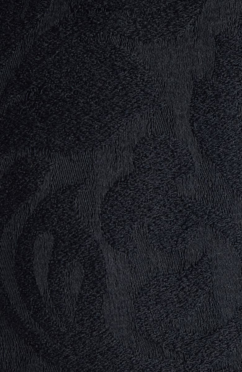 Chloé Double Breasted Floral Jacquard Wool Blend Crop Jacket, Alternate, color, Black