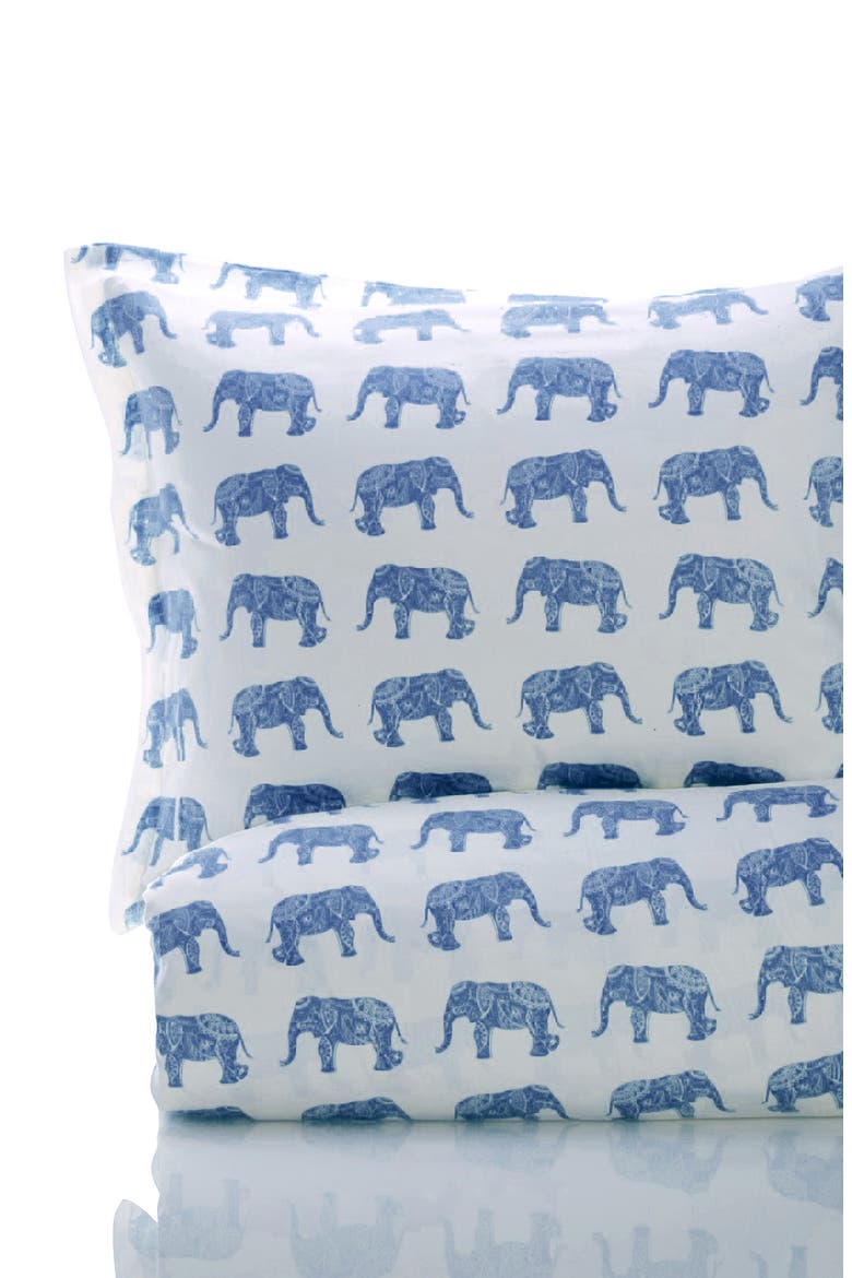 Elephants 400 Thread Count Cotton Duvet Set, Main, color, TRUE NAVY