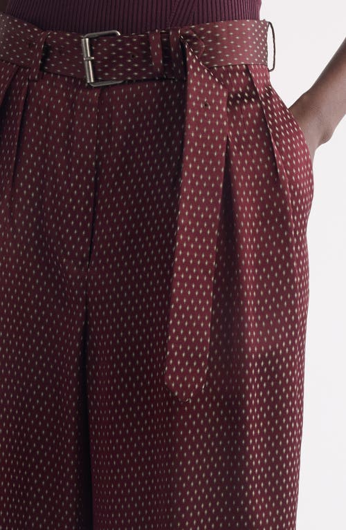 Dries Van Noten Belted High-rise Wide-leg Pants In Burgundy