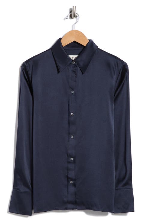 Joey Long Sleeve Silk Button-Up Shirt