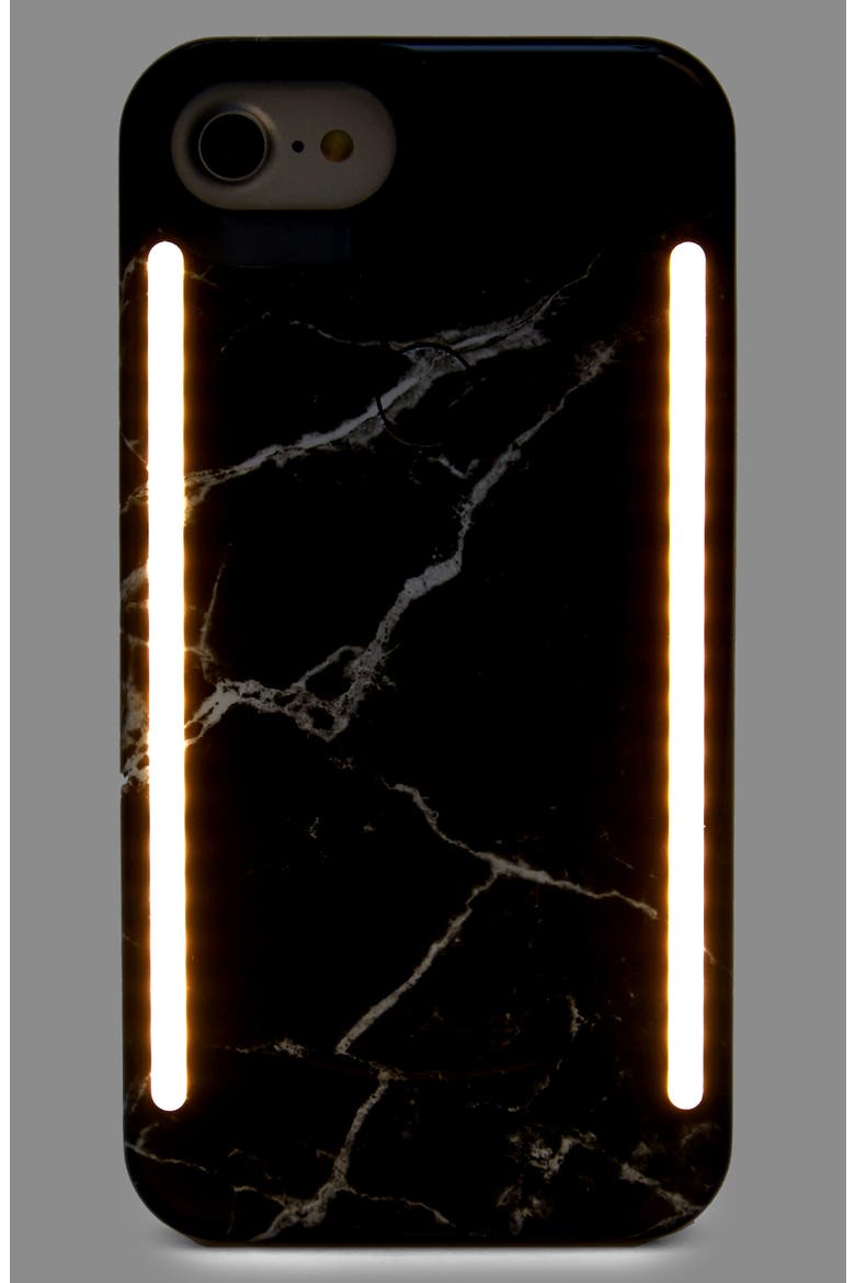 Duo Lighted iPhone 6/7/8 & 6/7/8 Plus Case, Alternate, color, BLACK MARBLE