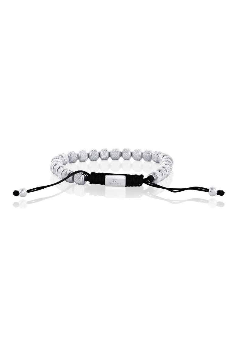Men's Textured Beaded Slide Bracelet, Alternate, color, SILVER