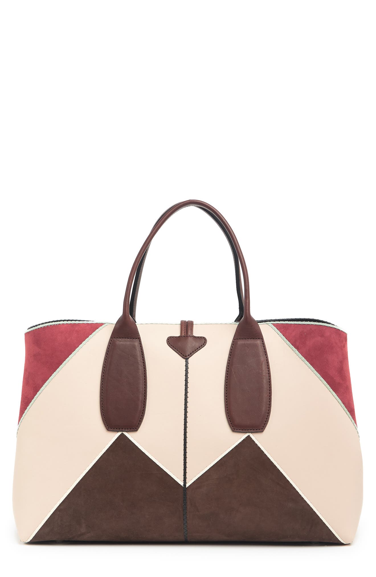 Longchamp Roseau Nomade Leather Tote Bag, Alternate, color, Brandy