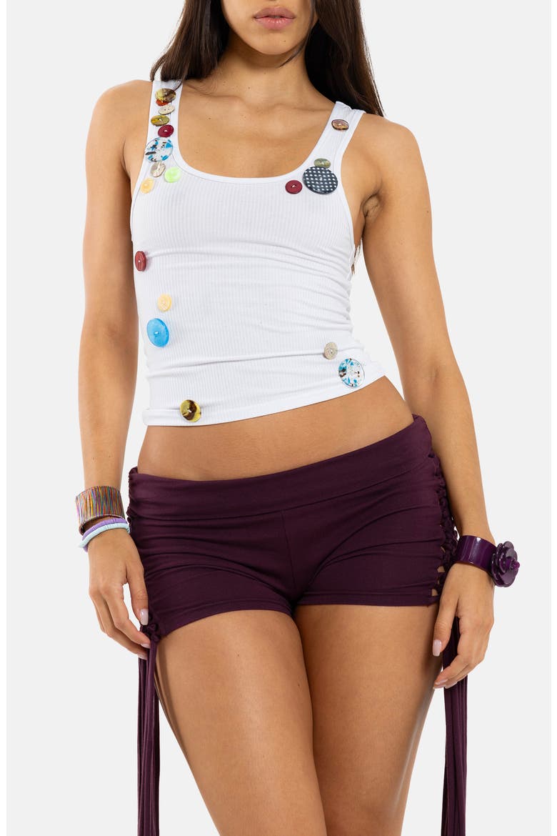 Button Detail Rib Tank, Main, color, WHITE