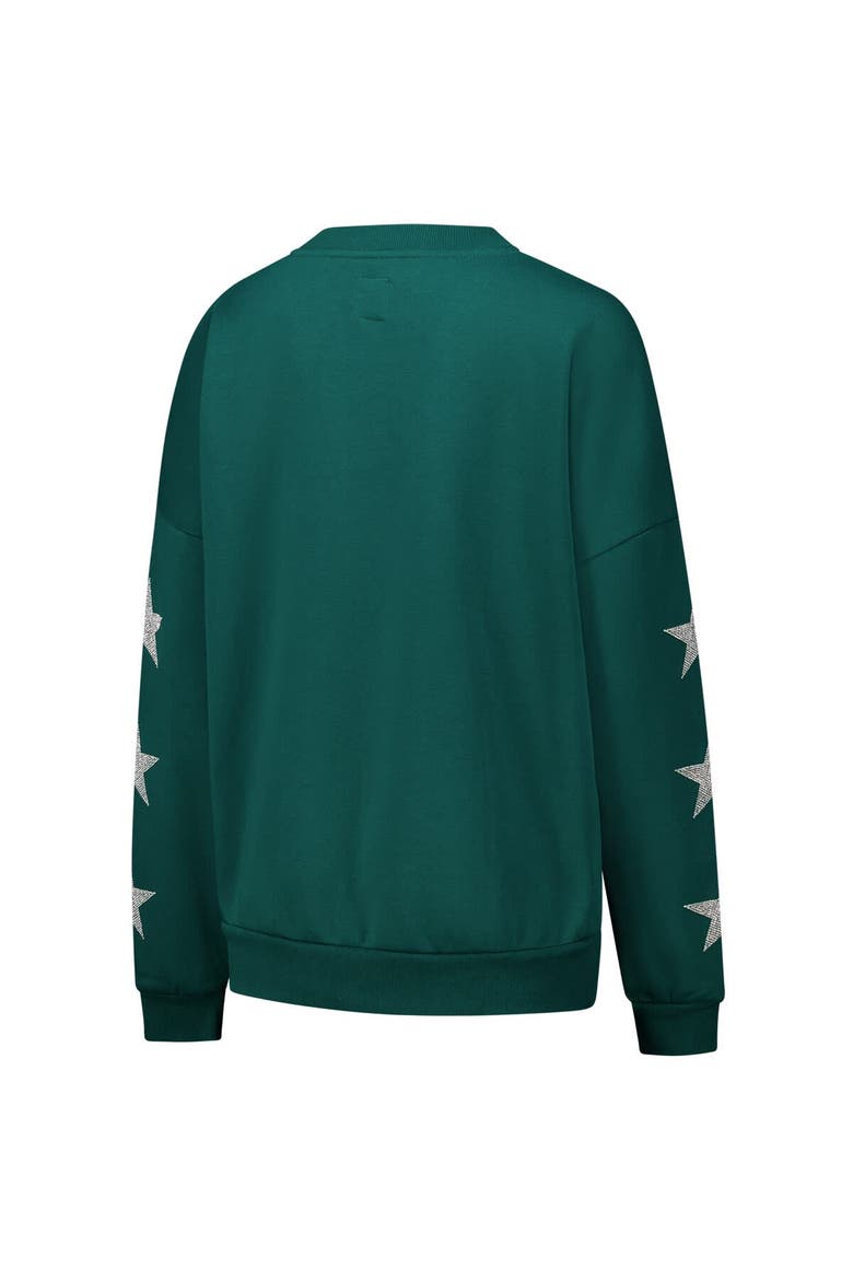 Women's Gameday Couture Green Green Bay Packers Rhinestone Star Sleeve Settle the Score Tri-Blend Pullover Sweatshirt, Alternate, color, Green