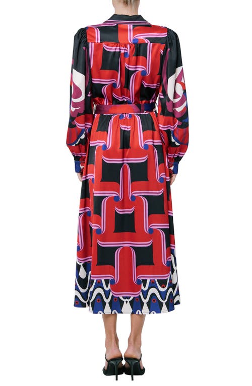 CIEBON CIEBON JESSENIA PRINT LONG SLEEVE MIDI SHIRTDRESS