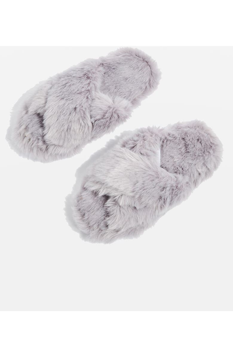 Topshop Dolly Faux Fur Slippers, Alternate, color,