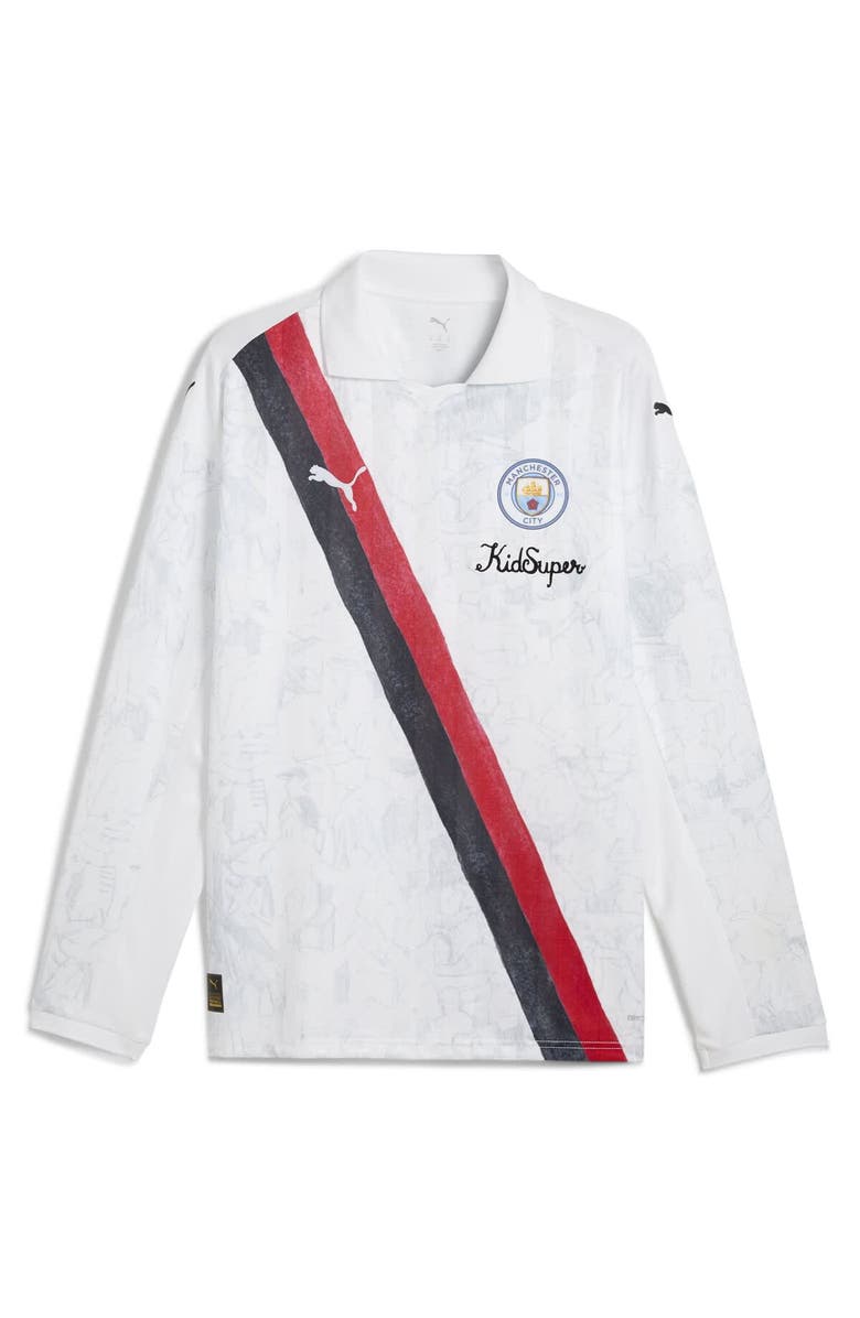 PUMA Men's Puma x KidSuper White Manchester City 2025 FIFA Club World Cup Retro Long Sleeve T-Shirt, Alternate, color, White