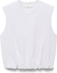 MANGO Cotton Bubble Hem Crop Top