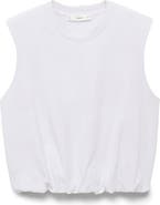 MANGO Cotton Bubble Hem Crop Top