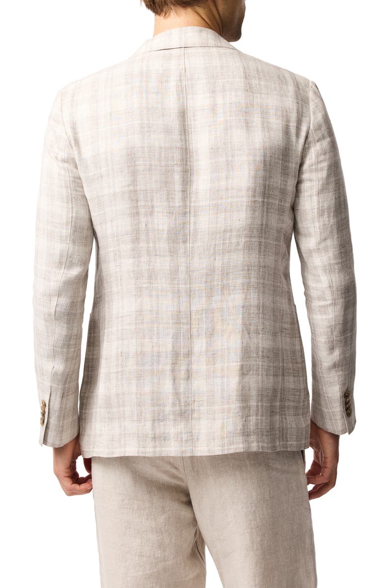 Rodd & Gunn Waverly Park Plaid Linen Sport Coat, Alternate, color, Oatmeal