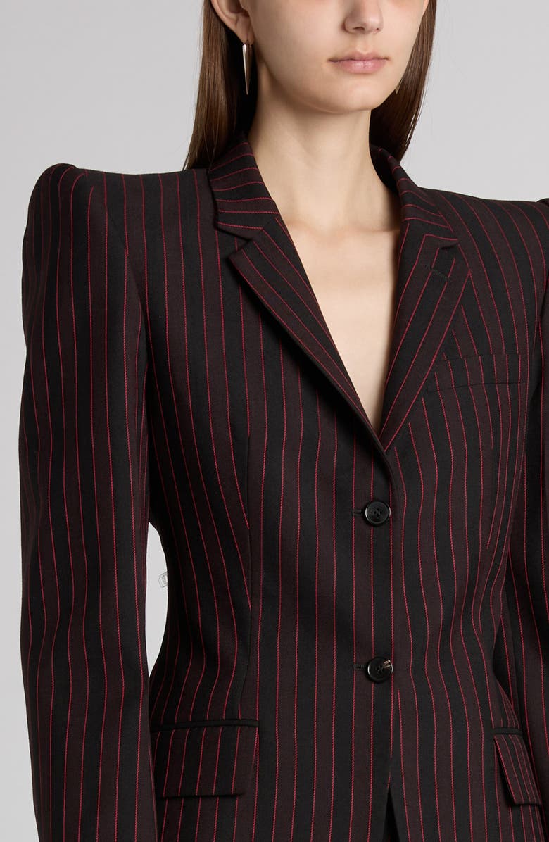 McQueen Archive Stripe Stacked Shoulder Wool Blazer, Alternate, color, 