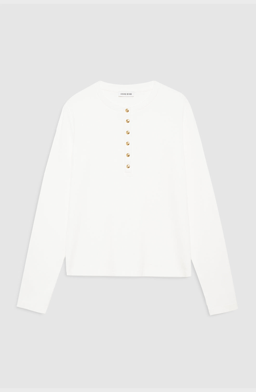 Anine Bing Alessia Long Sleeve Tee In White