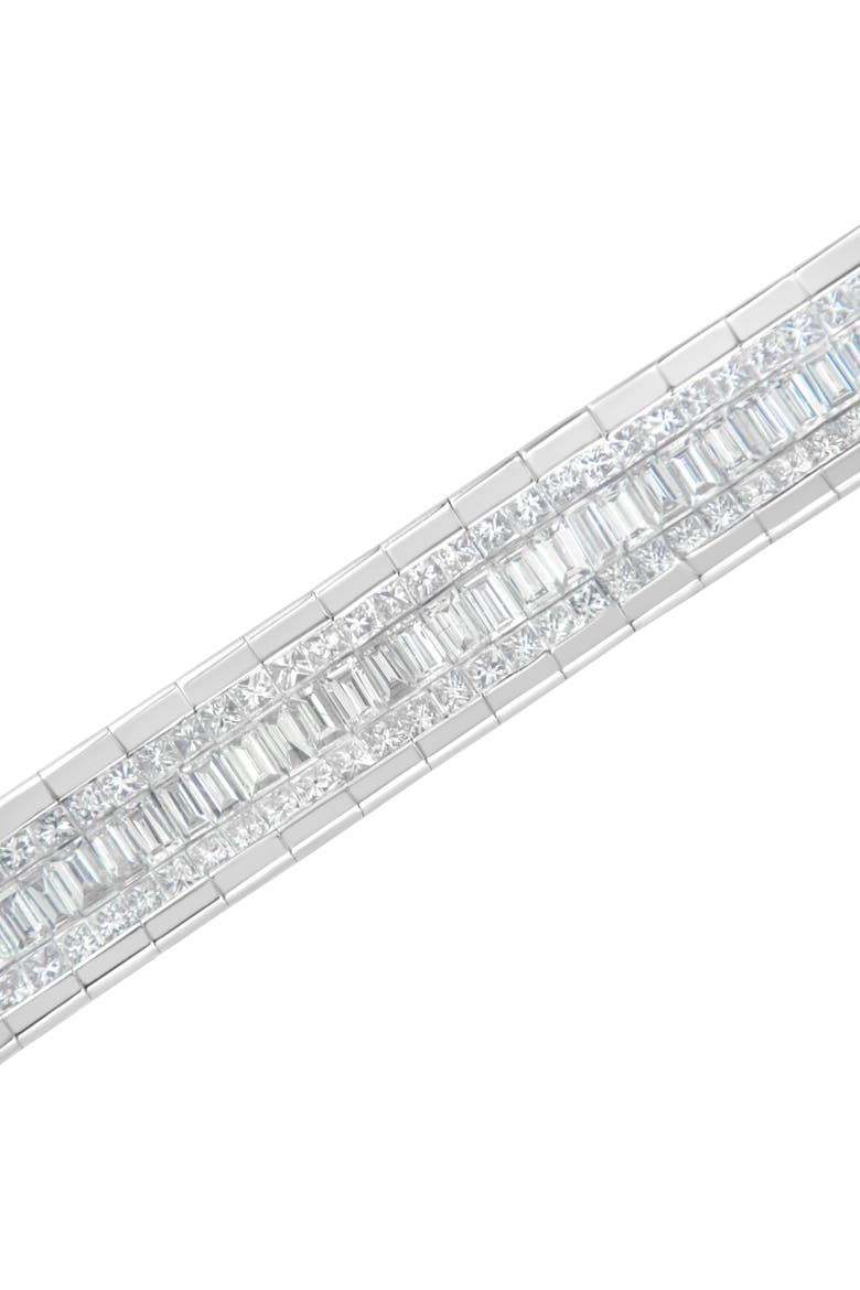 14K White Gold 7 7/8 Cttw Princess and Baguette Diamond Eternity Tennis Bracelet, Alternate, color, White