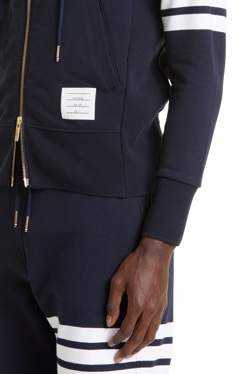 Classic 4-Bar Zip Cotton Hoodie